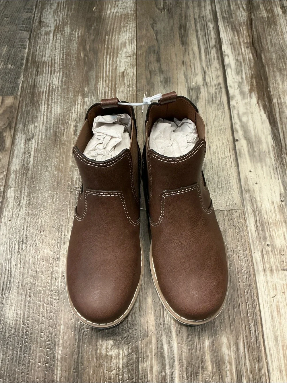 Old Navy Kid’s Brown Faux Leather Chelsea Slip on Boots Size 13